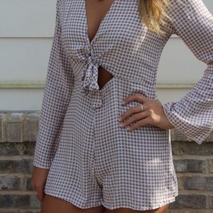 Mauve Houndstooth Romper